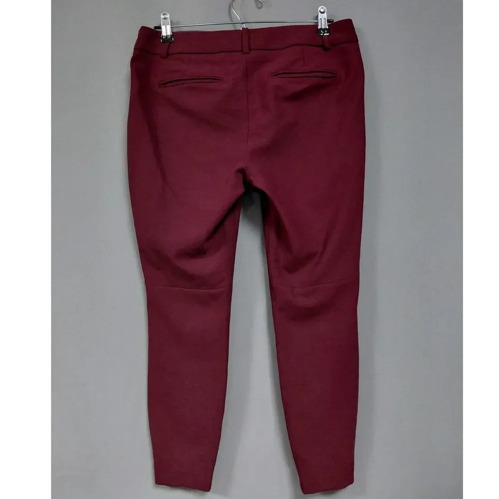 J.Crew Minnie Wool Blend Burgundy Side Zip Skinny Pants Women Size 6P